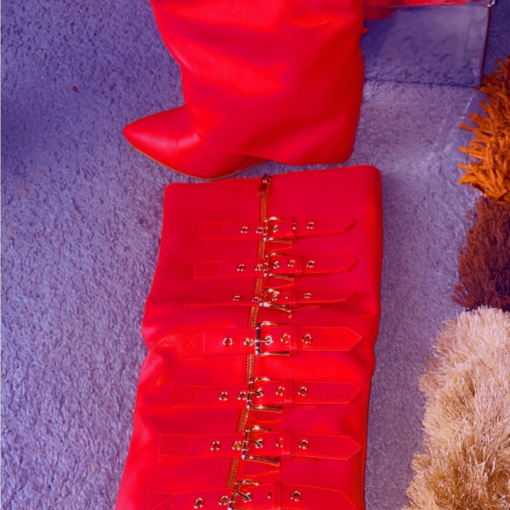 Women's Red Knee-High Boots